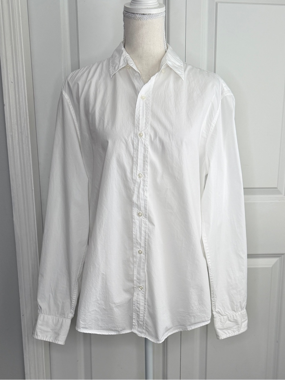 Frank & Eileen White Finbar Long Sleeve Button Up Shirt Medium Poplin Cotton